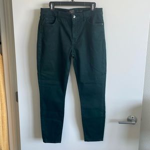 Jen7 by 7 all man kind skinny high waist forest green sateen ankle skinny jean